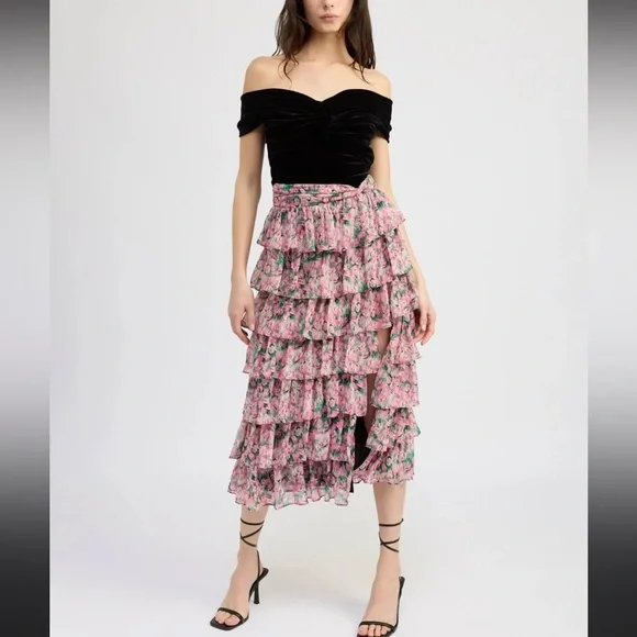 En Saison Lyra Tiered Midi Skirt - Picture 5 of 10